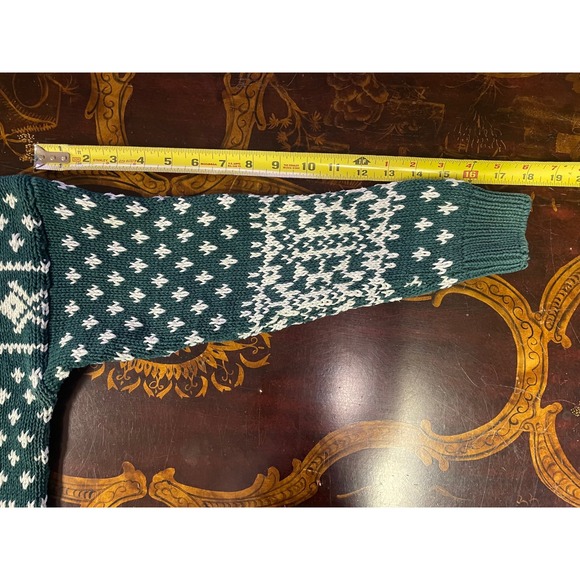 Vtg Gap Green White Fair Isle Cotton Crop Cardigan Sweater Preppy Heritage 90s L - Picture 7 of 9